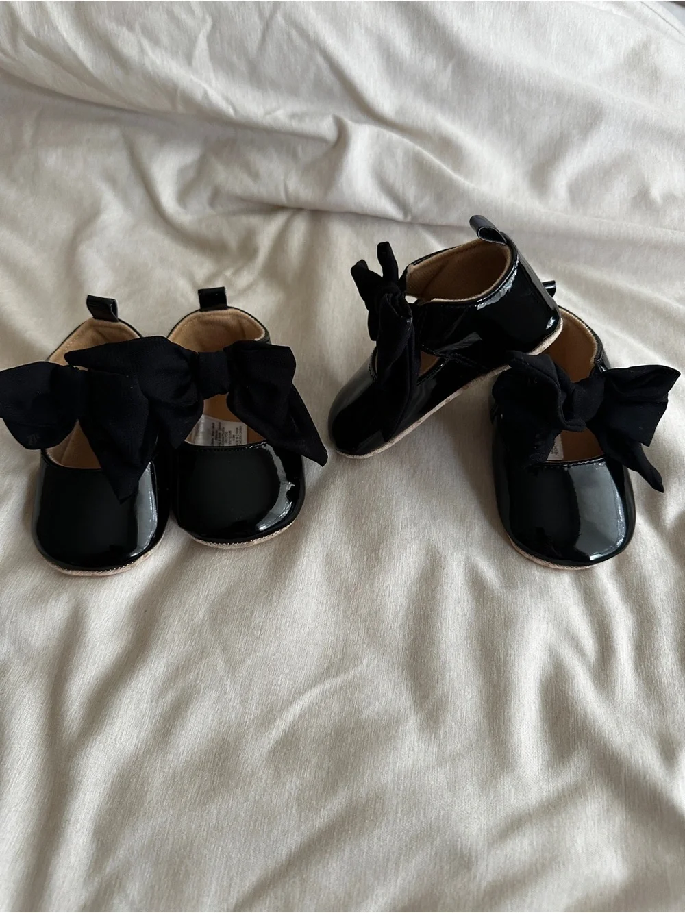 Baby Girls Black Dress Shoes Mary Jane Shoes with Bow - Twin shoes matching